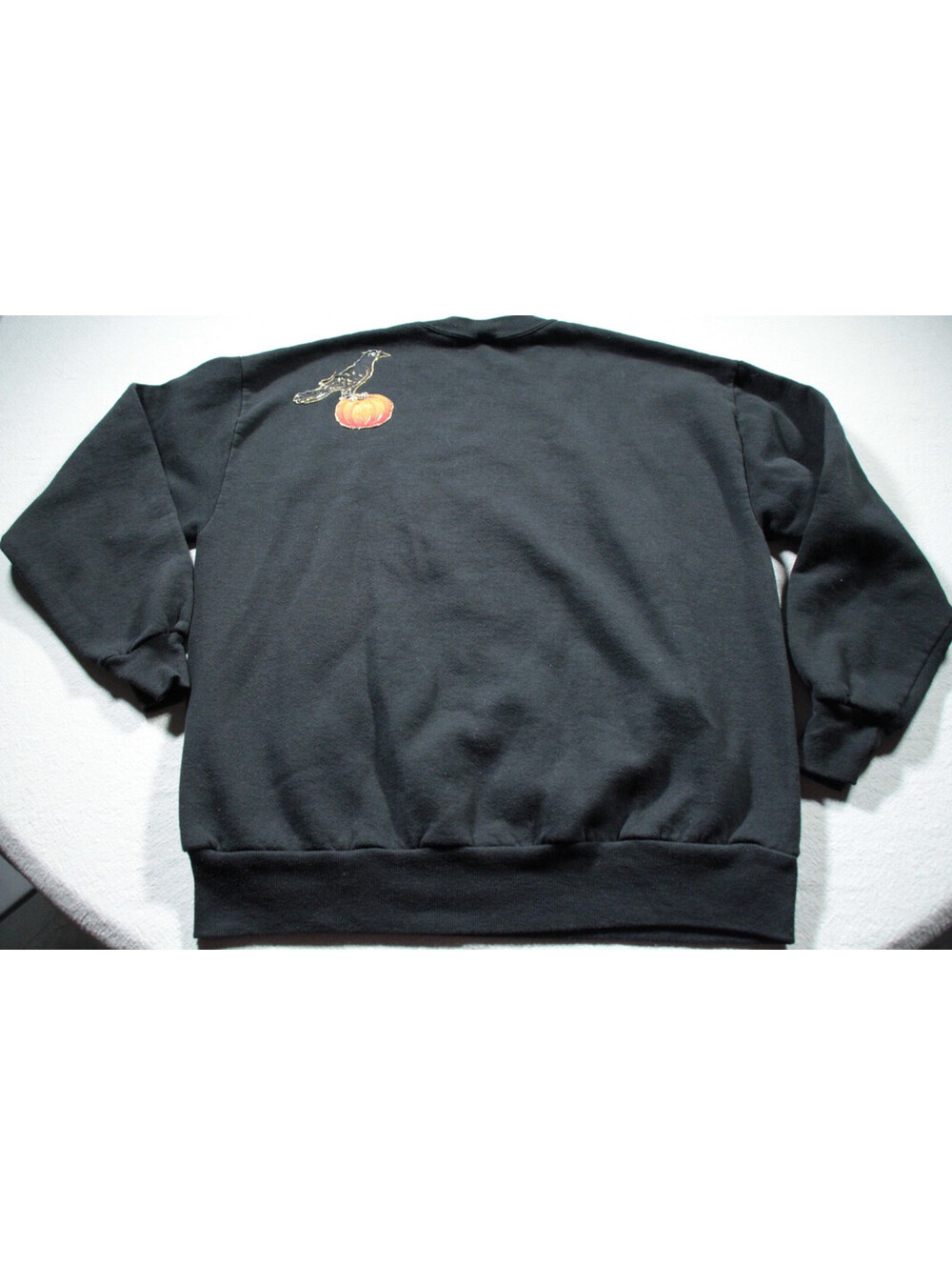 Women's Vintage 90s Fall Autumn Sweatshirt JERZEES Applique Pumpkin XL - Picture 9 of 9